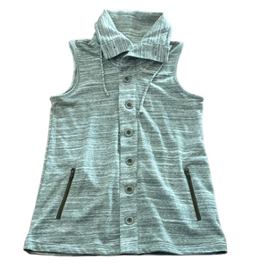 Matilda Jane Out The Door Heather Green Button Front Vest Side Pockets S
